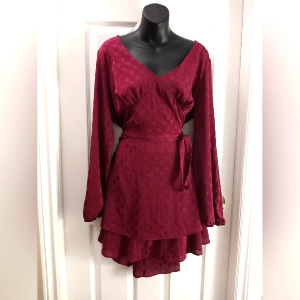 Elegant Long Sleeve Red Dress